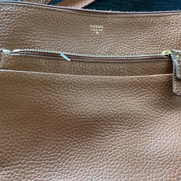 Fossil Brown Pebbled Leather Crossbody Messenger Bag - Picture 2 of 8